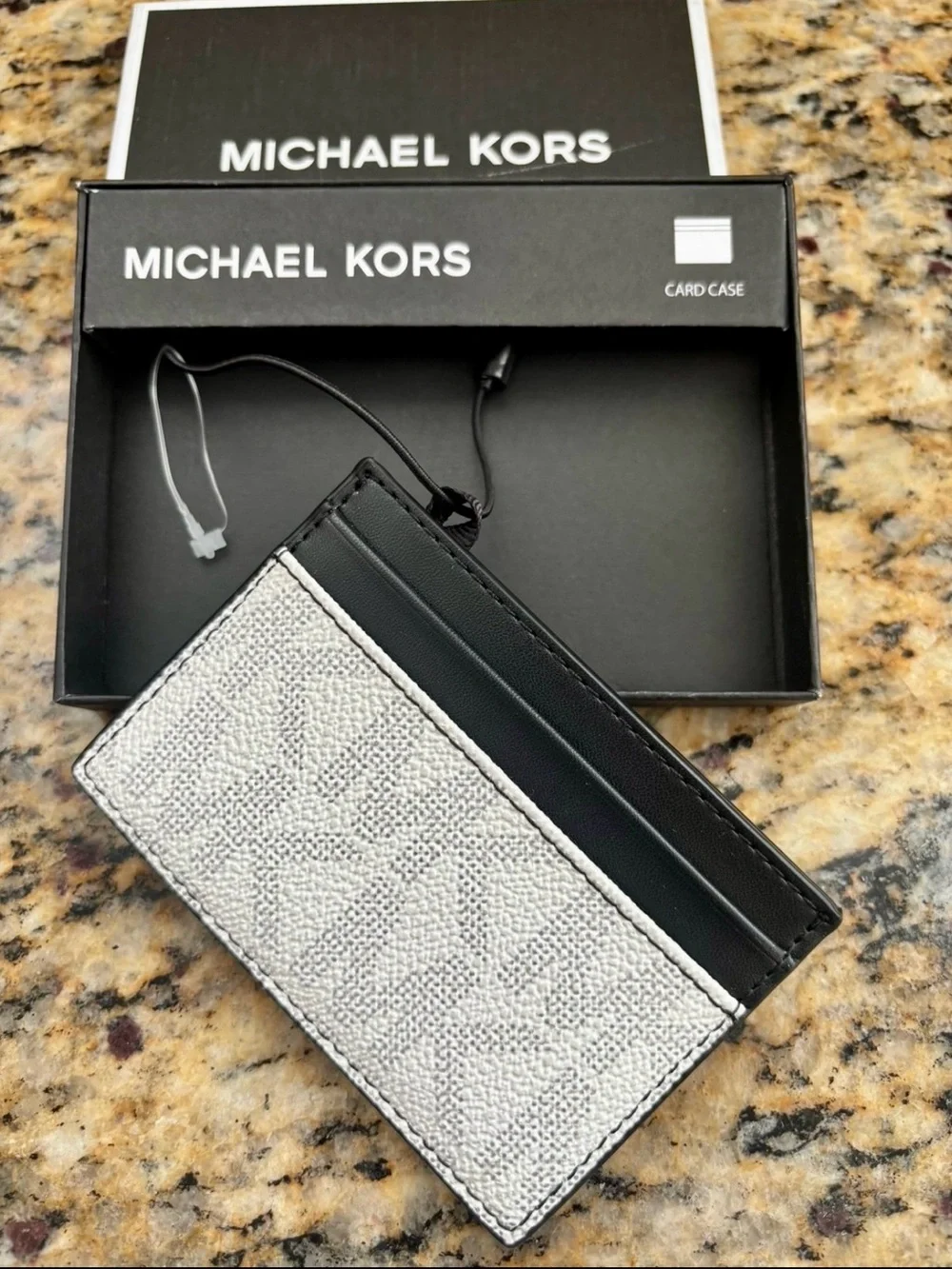 Michael Kors Silver and Black Signature Card Holder - Picture 5 of 7